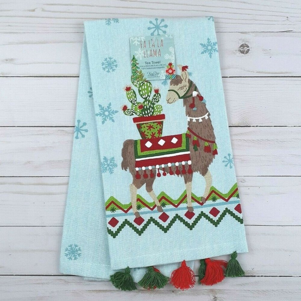 Kitchen Towel Llama Cactus Snowflakes Tassles